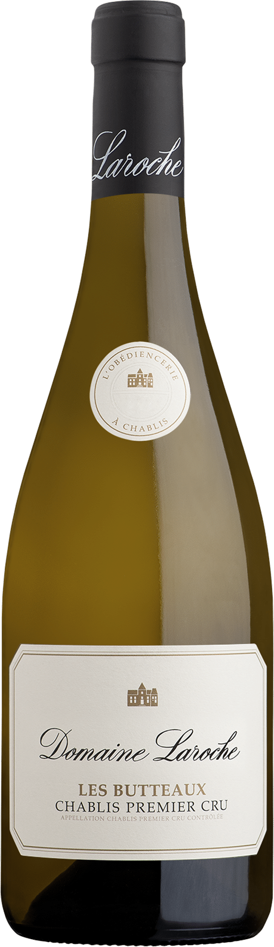 Bouteille de Chablis Premier Cru « Les Butteaux » du Domaine Laroche, vin blanc de Chablis en Bourgogne.