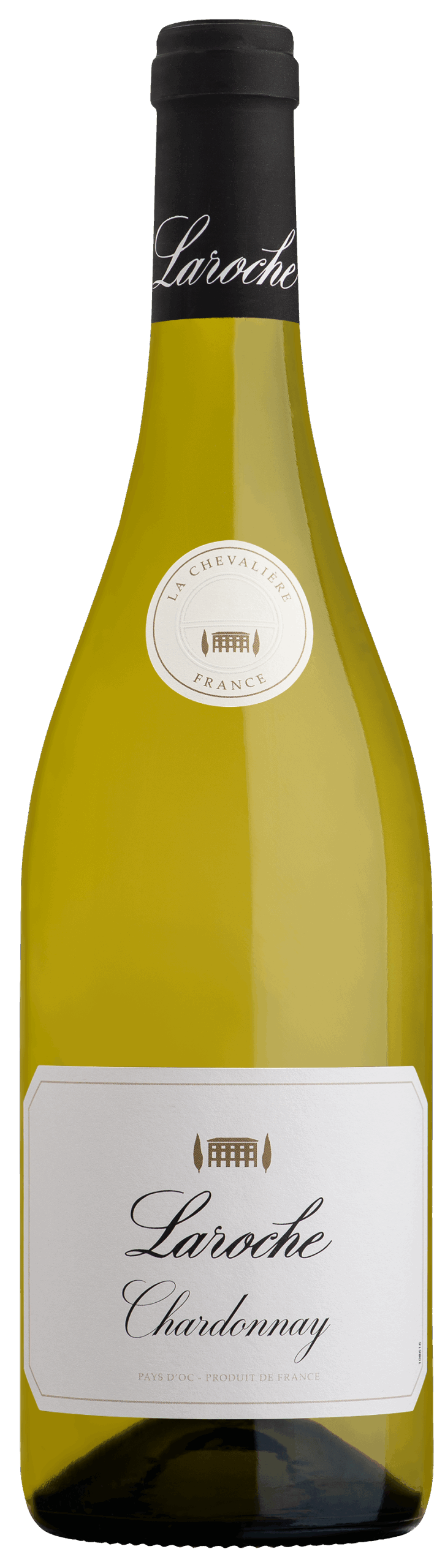 Bouteille de Laroche Chardonnay, vin blanc de la Vallée de l'Orb, Limoux, dans le sud de la France.