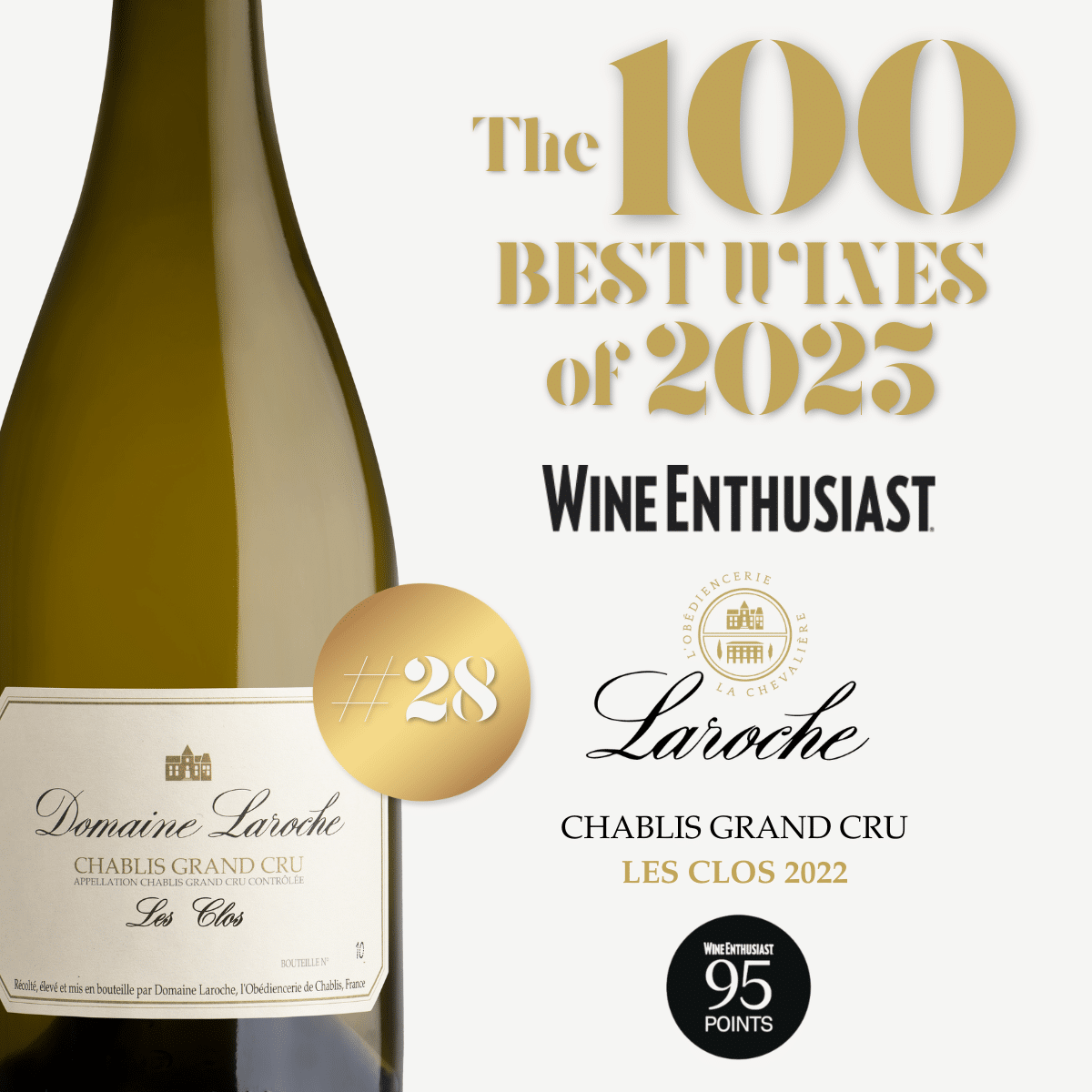 Les Clos 2022 - Chablis Grand Cru qui se hisse à la 28ème place du Top 100 du Wine Enthusiast 2025